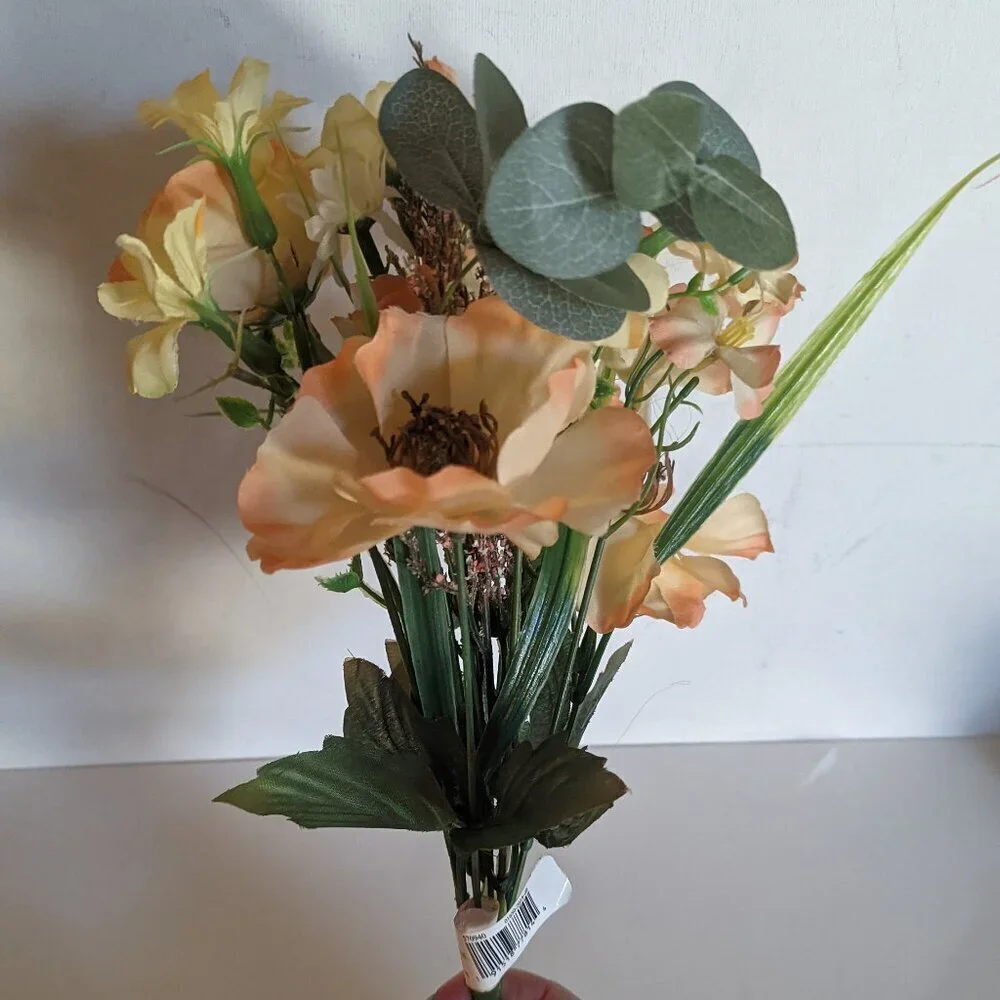 NWT Rustic Farmhouse Faux Floral Poppy Wildflowers Bouquet Wedding Summer Decor